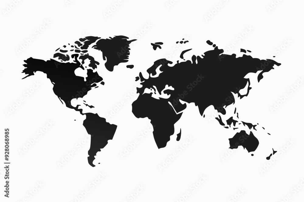 Wall mural grey world map with borders of states. isolated world map on white background. vector illustration.