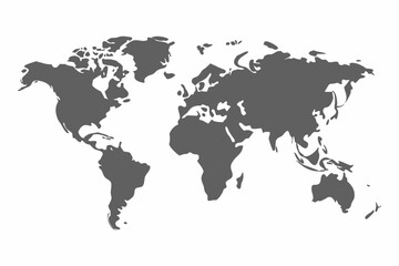 
Grey world map with borders of states. Isolated world map on white background. Vector illustration.

