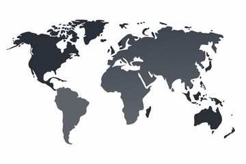 
Grey world map with borders of states. Isolated world map on white background. Vector illustration.

