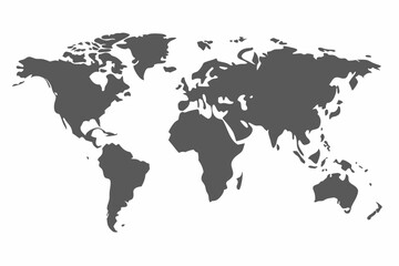 Fototapeta premium Grey world map isolated on white background. World vector illustration