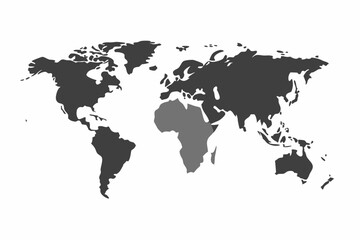 Grey world map isolated on white background. World vector illustration

