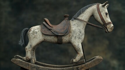 Vintage Rocking Horse with Distressed Paint