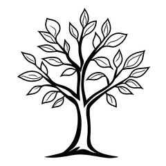Obraz premium Simple Black and White Tree for Kids to Color