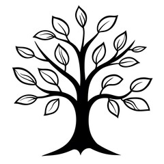 Obraz premium Simple Black and White Tree for Kids to Color