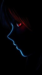 Creepy Anime Character with Glowing Eyes and Bright Colors