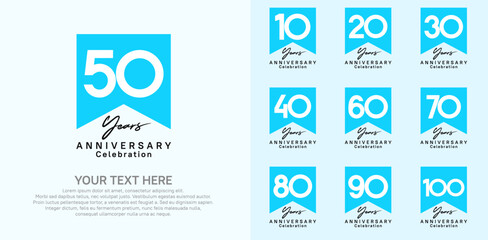 anniversary logotype set, black and blue color can be use for celebration