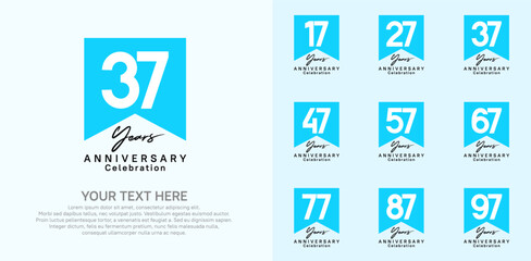 anniversary logotype set, black and blue color can be use for celebration