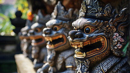 Obraz premium Balinese demon statues in Ubud Palace, Bali