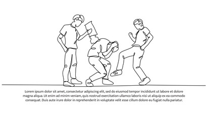 Continuous one line design of bullying in school. Minimalist style vector illustration on white background.