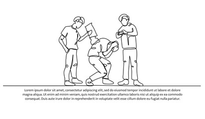 Continuous one line design of bullying in school. Minimalist style vector illustration on white background.