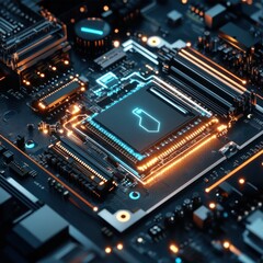 Obraz premium Circuit Board with Glowing Lights