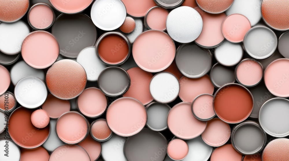 Poster a collection of metallic circles in diverse colors forms a captivating abstract pattern with depth a