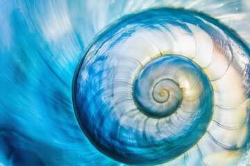 Obraz premium Copy space Abstract blue colour snail shell as wallpaper background illustration 