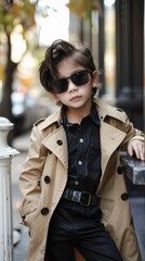 Obraz premium Stylish Young Boy Exuding Confidence in the City Streets