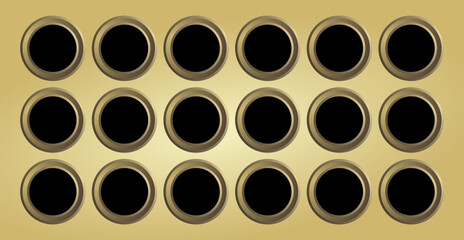 a geometric repeating arrangement of circles with gradient colors of gold, brown and black as visual design inspiration