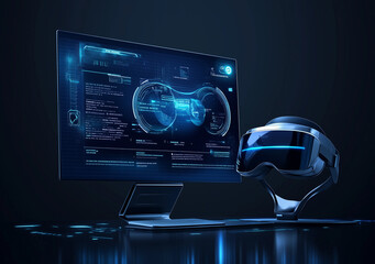 Virtual Reality Future: Computer and VR Headset in a Cutting-Edge Design