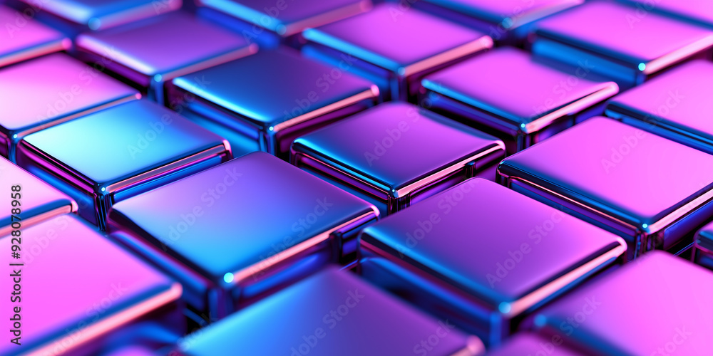 Poster abstract background with purple and blue cubes forming a pattern