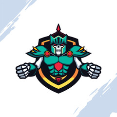 The Skull Knight in Green Emerald Armor Vector Mascot