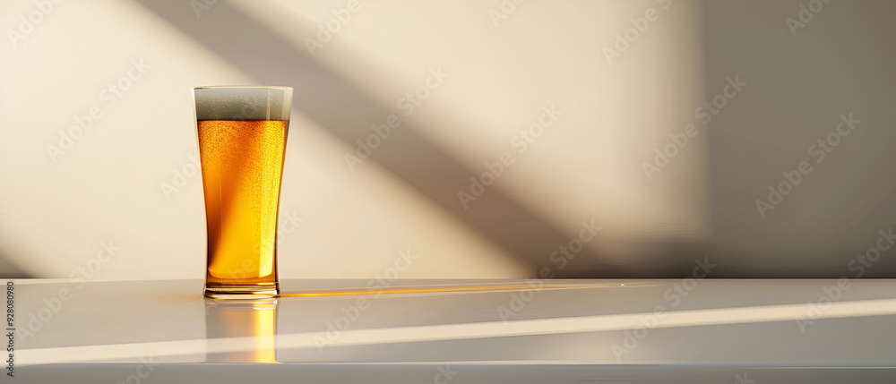 Wall mural glass of beer on a white background, beer glass on white background, beer on white, frothy beer glass