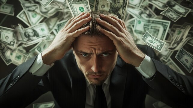 Business professional under severe financial pressure