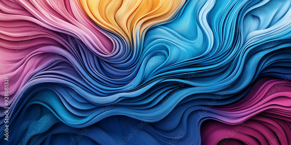 Poster Abstract fluid colorful waves background flowing in motion