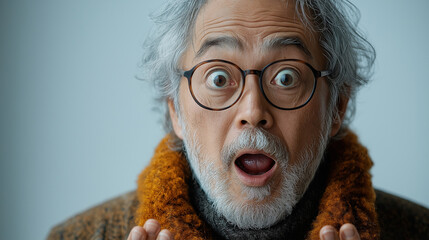 驚いた表情の高齢男性