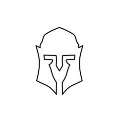 Spartan helmet outline logo icon vector illustration
