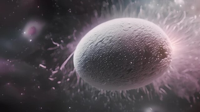 An enlarged view of a cell in metaphase with the chromosomes aligning at the equator of the cell before being pulled apart.