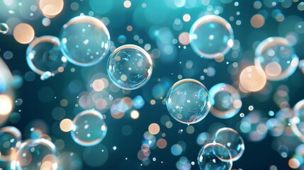 Luminous bubbles in a dark space, floating and fluid, abstract backgrounds, whimsical and intriguing