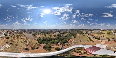 360 aerial photo taken with drone of Pantanal Biopark in Parque das Nações Indígenas in Campo Grande, Mato Grosso do Sul, Brazil