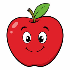 Red apple with leaves isolated on white, red apple vector illustration, fruti vector art, red apple silhouette, food icon, apples line art, eps