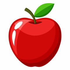 Red apple with leaves isolated on white, red apple vector illustration, fruti vector art, red apple silhouette, food icon, apples line art, eps