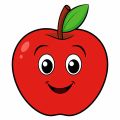 Red apple with leaves isolated on white, red apple vector illustration, fruti vector art, red apple silhouette, food icon, apples line art, eps