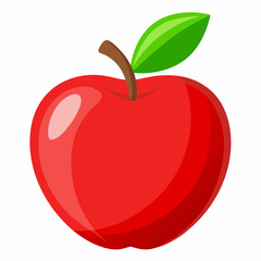 Red apple with leaves isolated on white, red apple vector illustration, fruti vector art, red apple silhouette, food icon, apples line art, eps