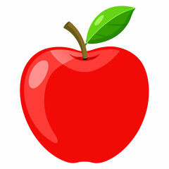 Red apple with leaves isolated on white, red apple vector illustration, fruti vector art, red apple silhouette, food icon, apples line art, eps