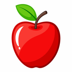 Red apple with leaves isolated on white, red apple vector illustration, fruti vector art, red apple silhouette, food icon, apples line art, eps