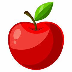 Red apple with leaves isolated on white, red apple vector illustration, fruti vector art, red apple silhouette, food icon, apples line art, eps