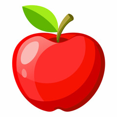 Red apple with leaves isolated on white, red apple vector illustration, fruti vector art, red apple silhouette, food icon, apples line art, eps