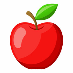 Red apple with leaves isolated on white, red apple vector illustration, fruti vector art, red apple silhouette, food icon, apples line art, eps
