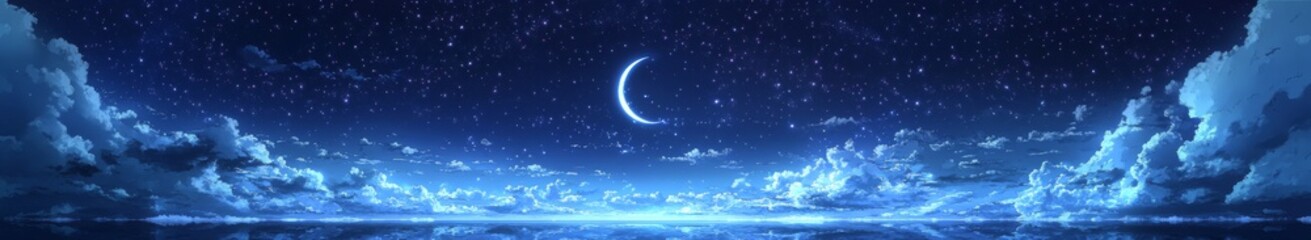 Enchanting Anime-Style Lunar Lullaby: A Dreamy Night of the Lunar Eclipse, Magical Sky Gathering for Astronomical Parties and Stargazing Events ,a Cozy Abstract Perfect for Gaming Art and Storybook Il