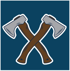 Crossed axe, Crossed Axe, Crossed Axe in vector illustration