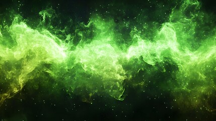 Vivid Green Galaxy with Radiant Light and Deep Space.