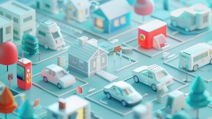 Fototapeta premium Various smart devices connected in a complex network representing IoT's growing interconnectivity.