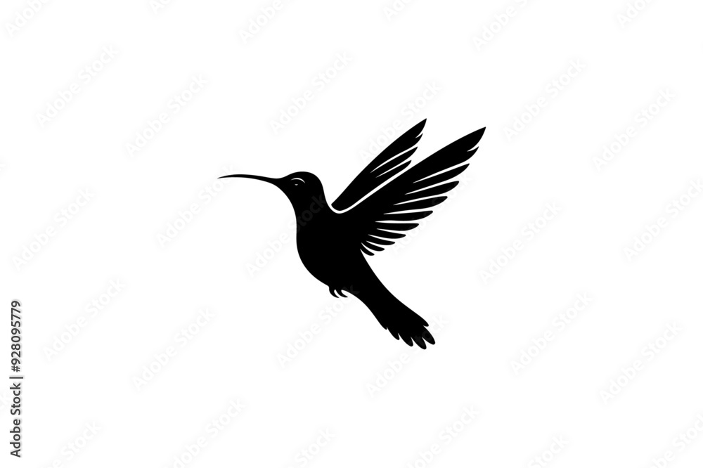 Wall mural hummingbird silhouette illustration.