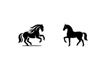 Horse silhouette illustration set.