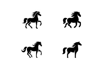 Horse silhouette illustration set.