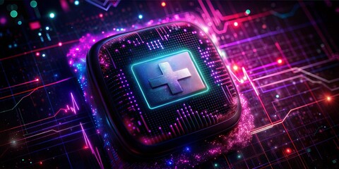 biometric sensor patch for remote patient monitoring, sending real-time health data to medical professionals, no text, no logo