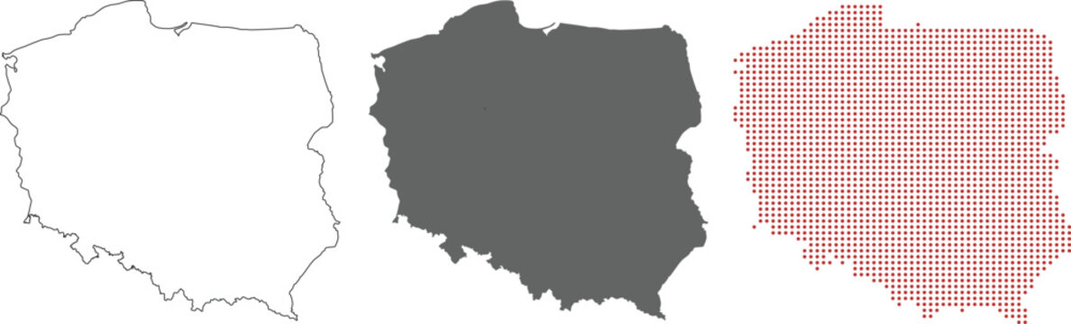 Fototapeta Poland map in outline style, grey color, dotted pattern.