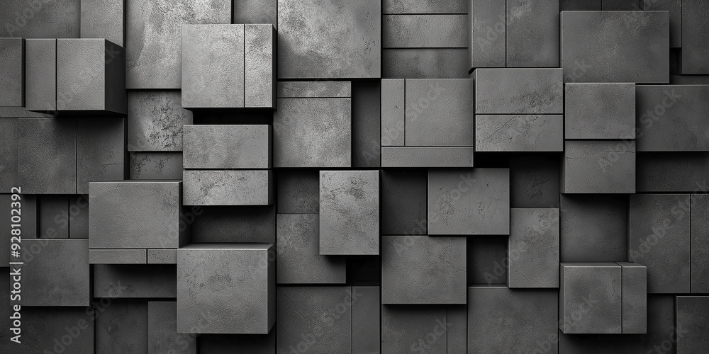 Poster Abstract background of concrete cubes forming a wall