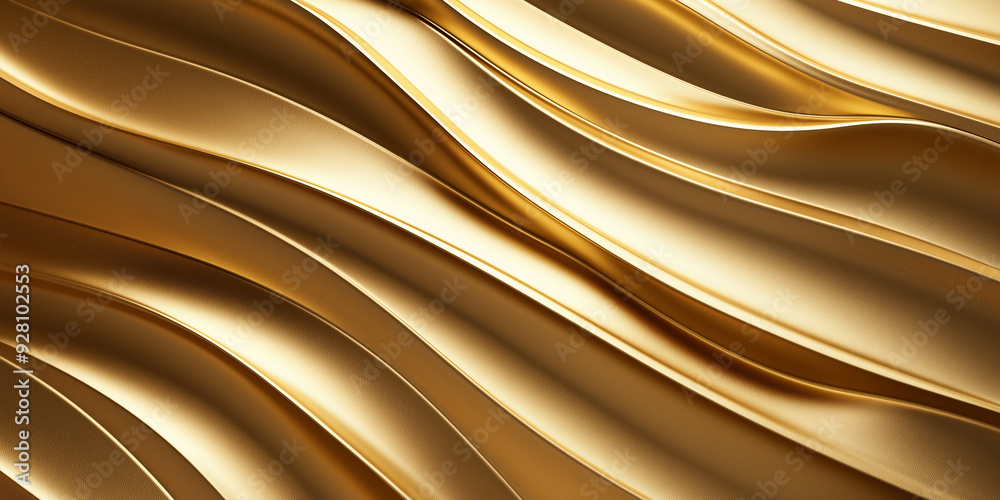 Aufkleber golden abstract background flowing wavy smooth lines